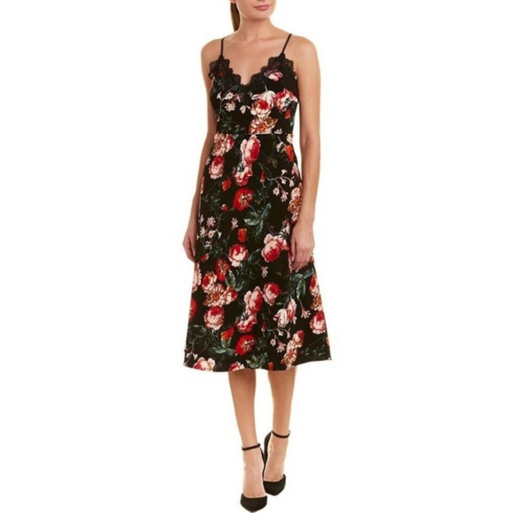 NEW Anthropologie Foxiedox Autumnal Slip Dress  Size Small Petite Black Floral